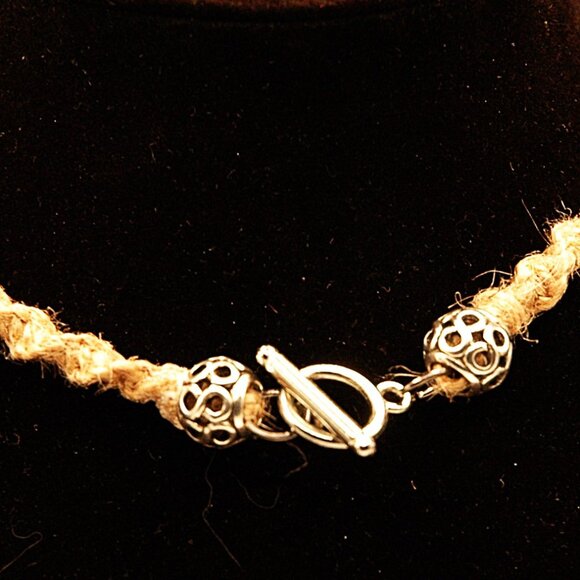 Bohemian Lotus Cabochon Teardrop Moonstone on a 20 1/4" Handmade Hemp Necklace - Picture 5 of 5